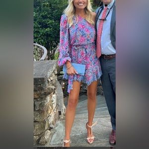 Hemant and Nandita belted one shoulder eyelet mini dress